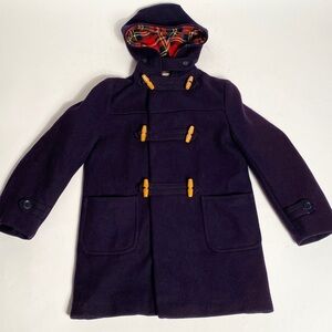 Vintage Saks 5th Ave CLASSIC Wool Navy Hooded TOGGLE Children’s Coat! Size 8